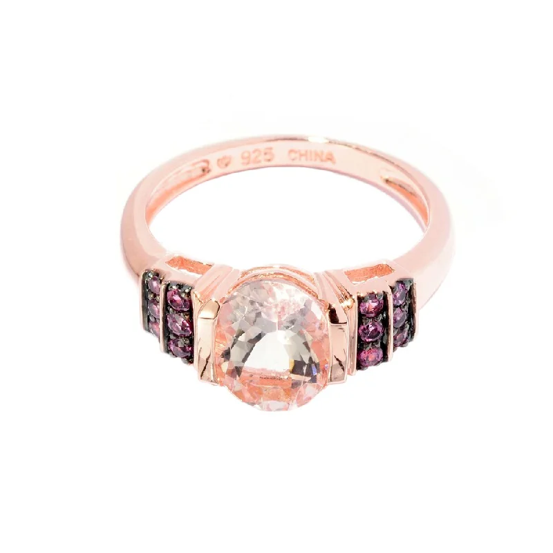 10k Rose Gold Morganite and Rhodolite Ring