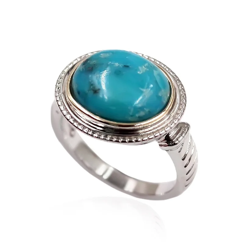 14k Gold and Sterling Silver Campitos Turquoise Ring