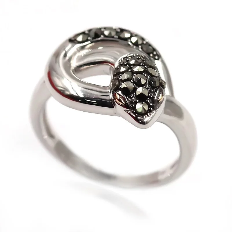 14k Gold and Sterling Silver Marcasite Ring