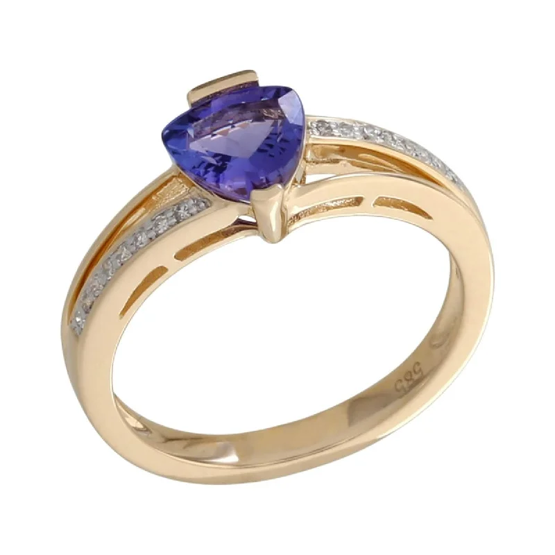 14K Gold Tanzanite and Diamond Ring