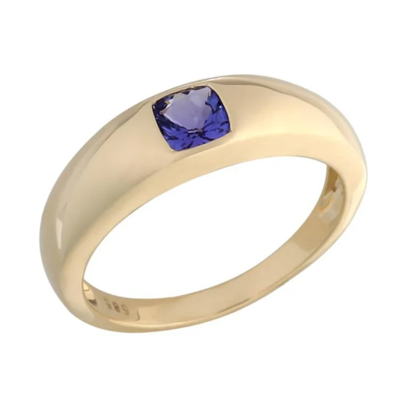 14K Gold Tanzanite Bezel Set Ring