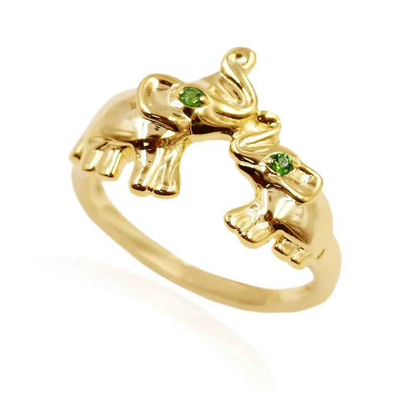 14k Yellow Gold With Chrome Diopside Ring