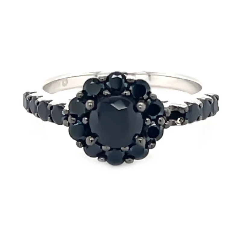 925 Sterling Silver Black Spinel Ring