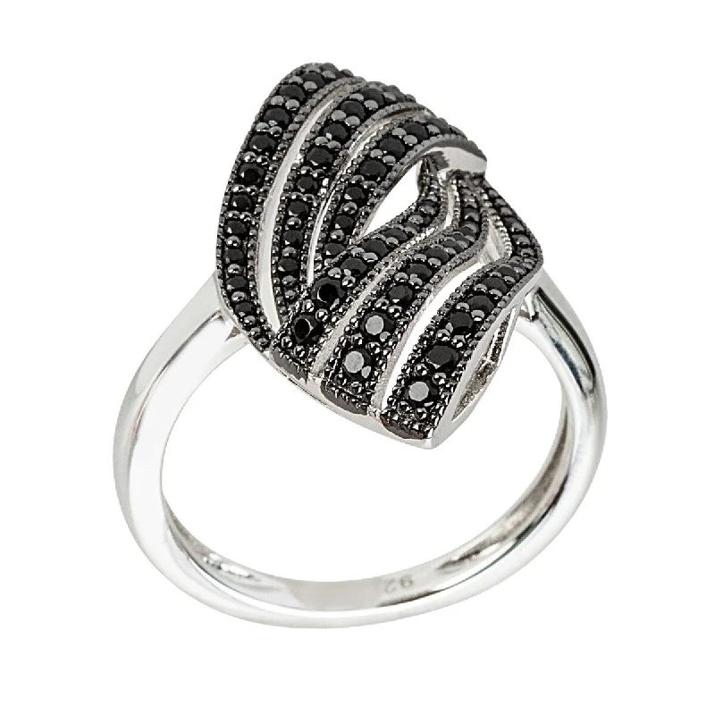 925 Sterling Silver Black Spinel Ring