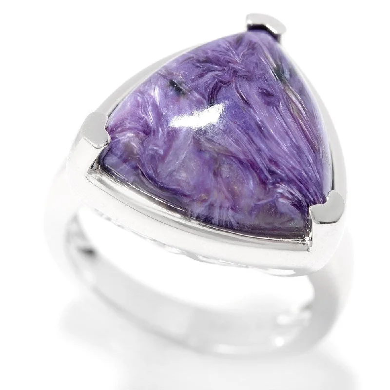 925 Sterling Silver Charoite Solitaire Ring