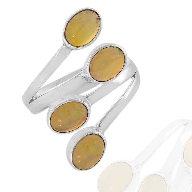 925 Sterling Silver Ethiopian Opal Bypass Ring