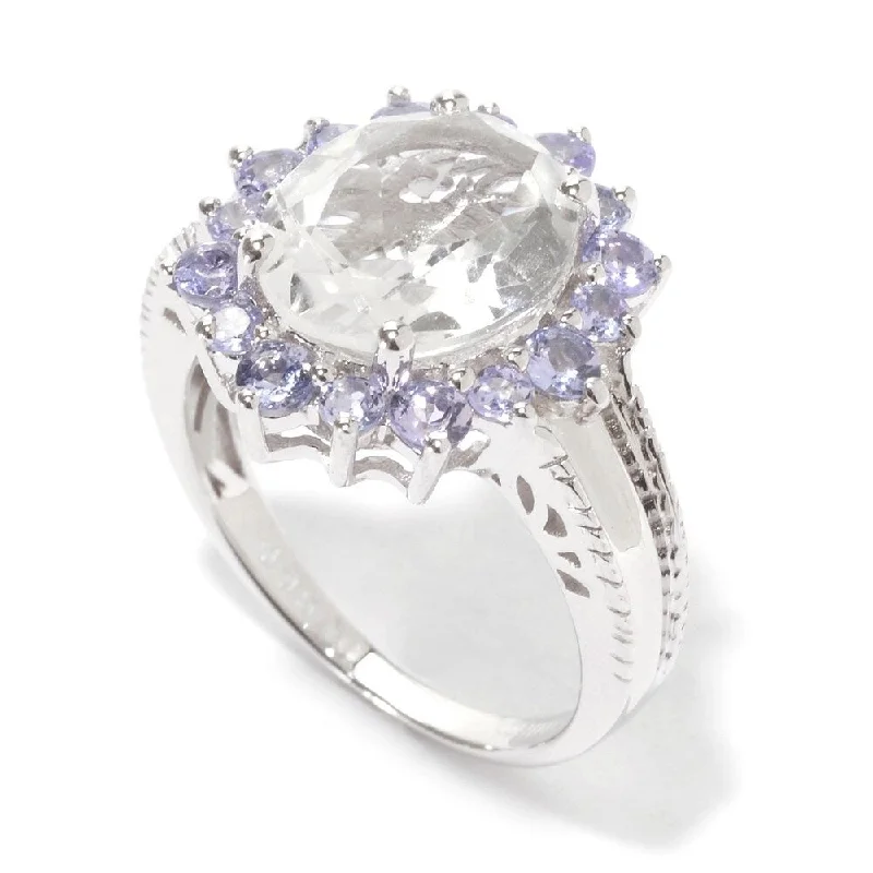 925 Sterling Silver Tanzanite and White Topaz Cocktail Ring