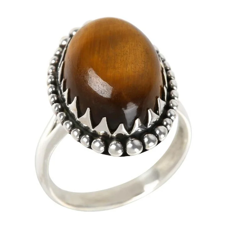 925 Sterling Silver Tiger Eye Gemstone Solitaire Ring