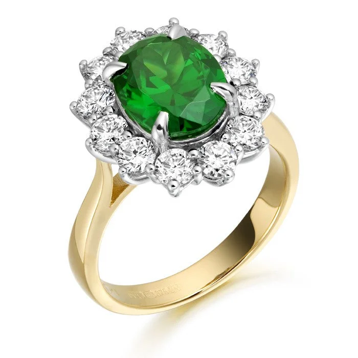 9ct Yellow Gold Princess Di Emerald Cz Ring