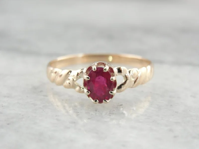 Antique Ruby and Gold Ladies Ring for Everyday