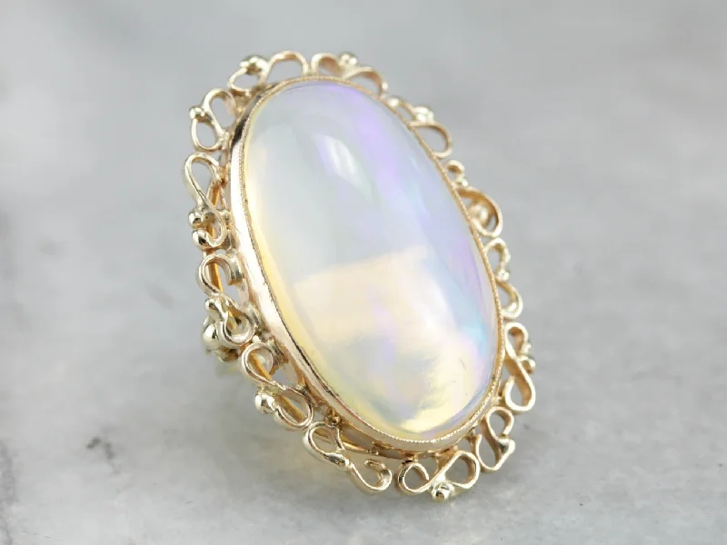 Bold Opal Cocktail Ring in Filigree Frame