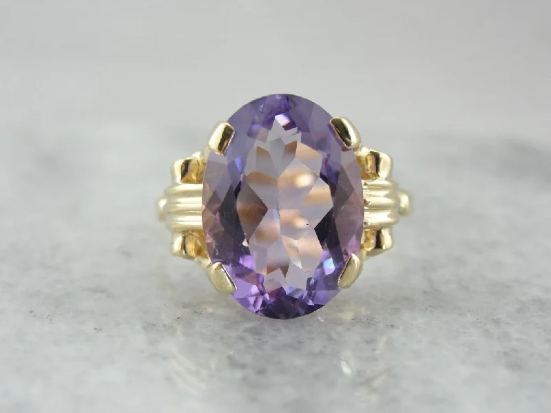 Amethyst Statement Ring in Yellow Gold