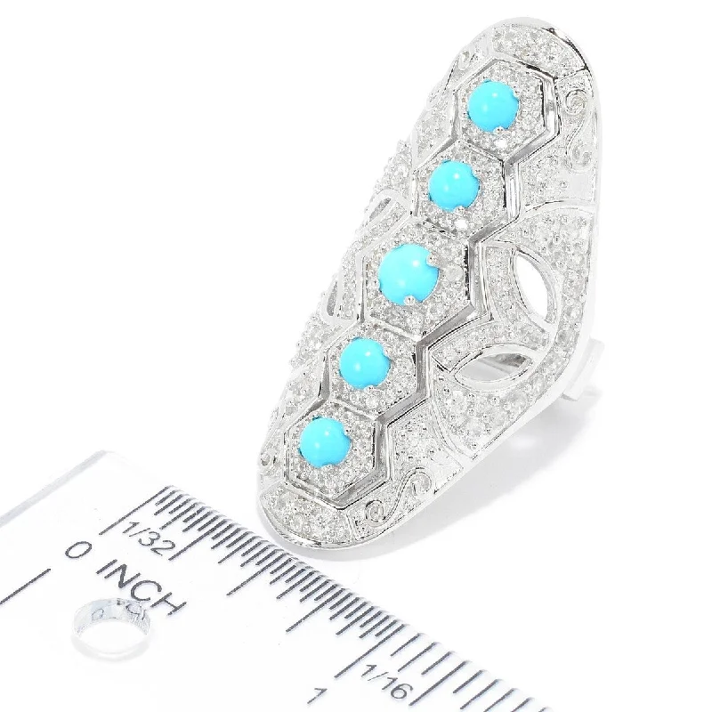 Dallas Prince Designs Sleeping Beauty Turquoise & White Zircon Shield Ring