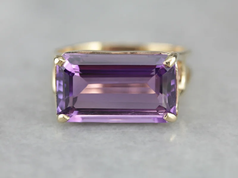 East West Set Amethyst Cocktail Ring