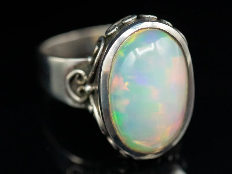 Exceptional Ethiopian Opal and Sterling Silver Ring