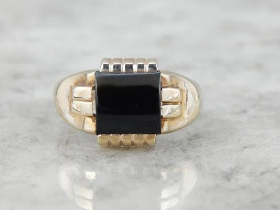 Mid Century Onyx Ring for Man or Lady