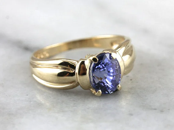 Modern Natural Light Blue Sapphire Solitaire