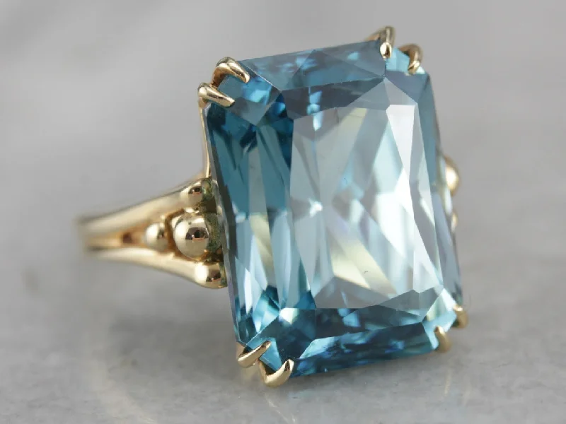 Our Finest Blue Zircon Gemstone, Collector's Quality Cocktail Ring