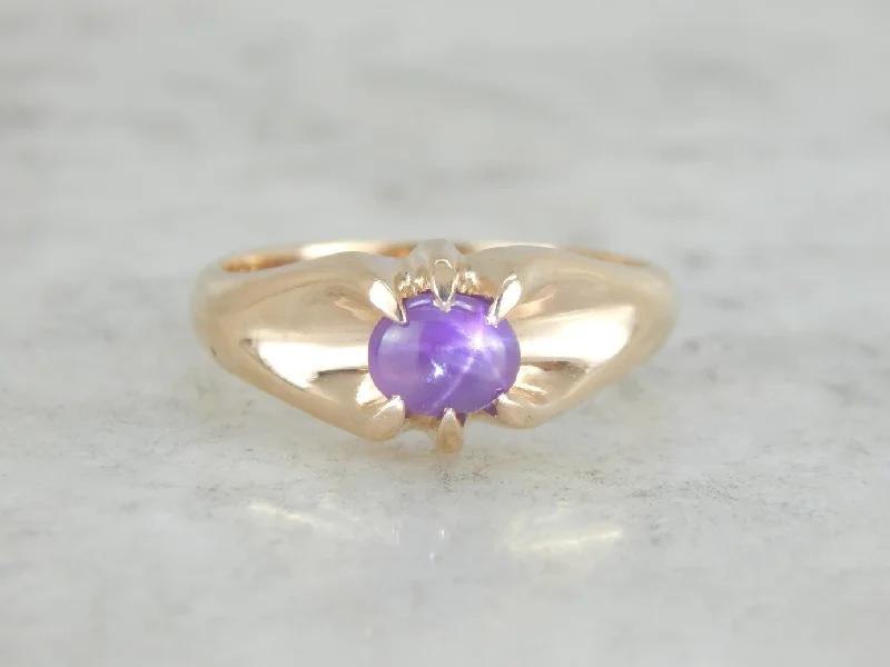 Pink Star Sapphire Ring in Vintage Setting