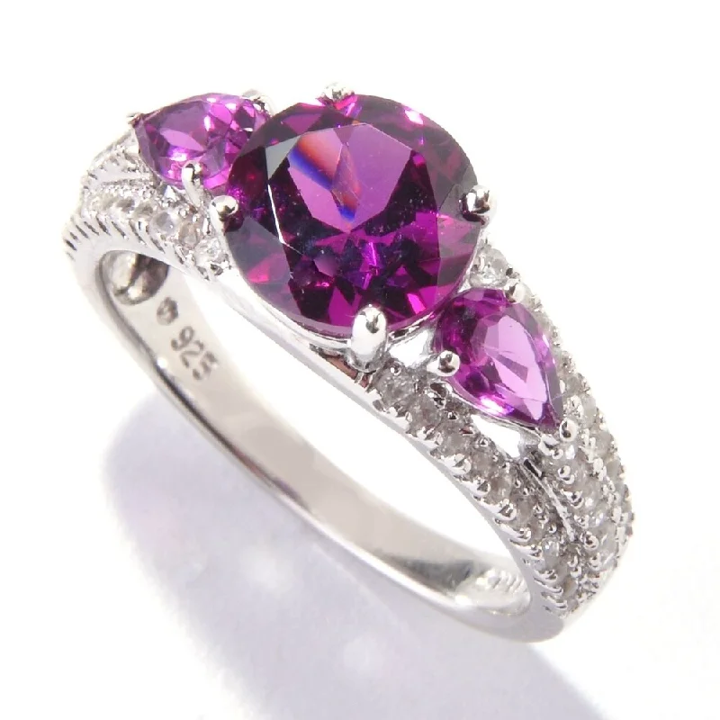 Platinum O/ Silver 2.93Ctw Rhodolite Garnet Ring