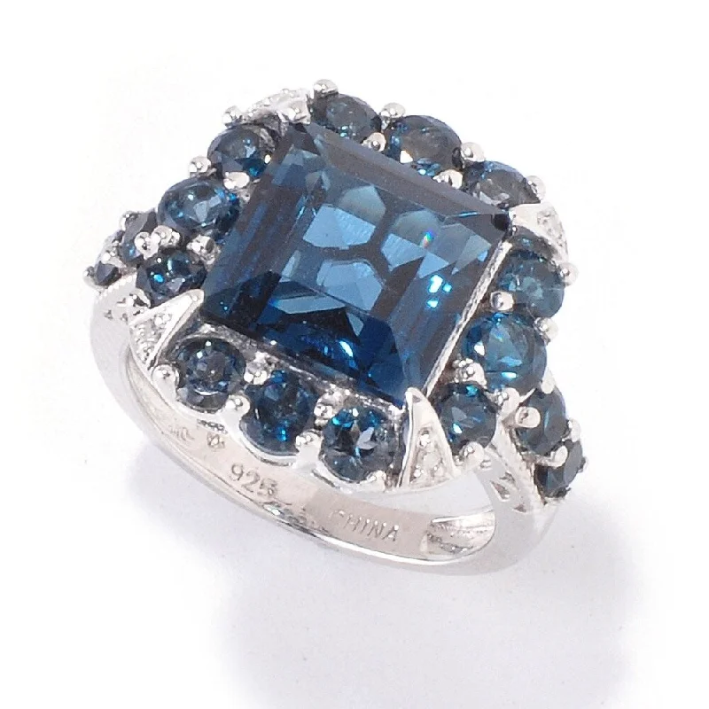 Platinum O/ Silver 8.31Ctw London Blue Topaz Ring