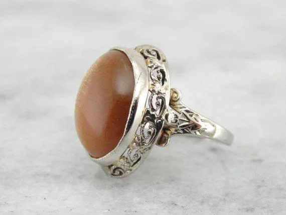 Rare African Sunstone Vintage Statement Ring