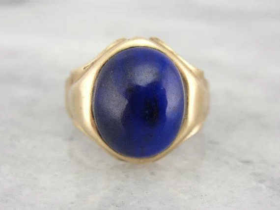 Retro Era Lapis Lazuli Ring with High Dome