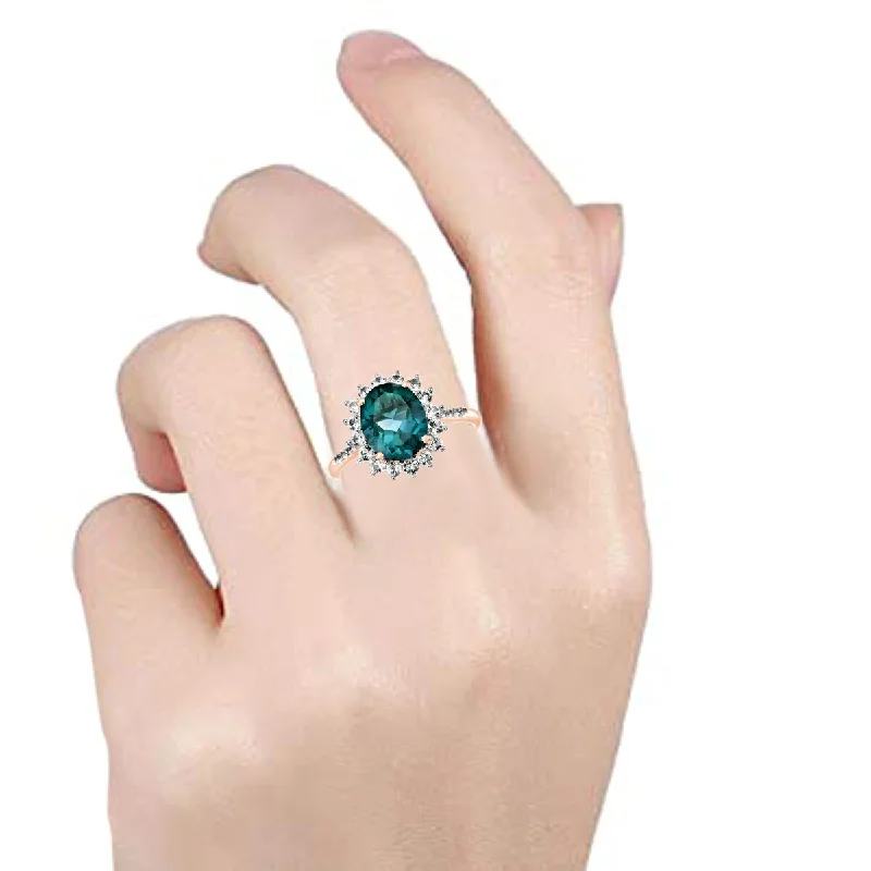 Rose Gold Over Sterling Silver London Blue Topaz Ring