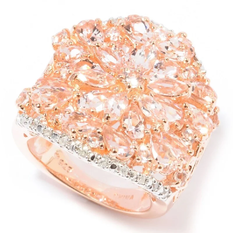 Rose Gold Plated Over Sterling Silver Morganite and Diamond Ring