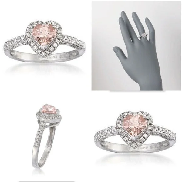 Silver 1.11ctw Morganite & Diamond Ring - Pink