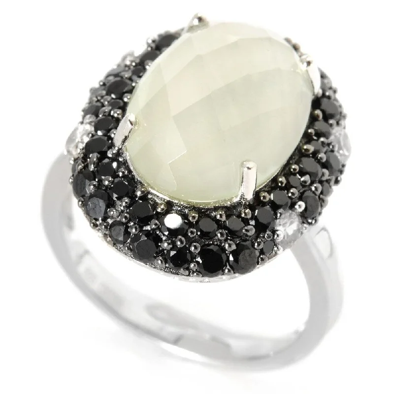 Ster Silver 6.72ct Green Amethyst Solitaire w/ accent Ring, Size 6