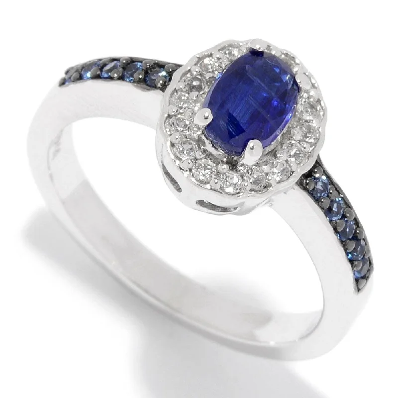 Sterling Silver 1.01ctw Kyanite, White Topaz & Sapphire Ring