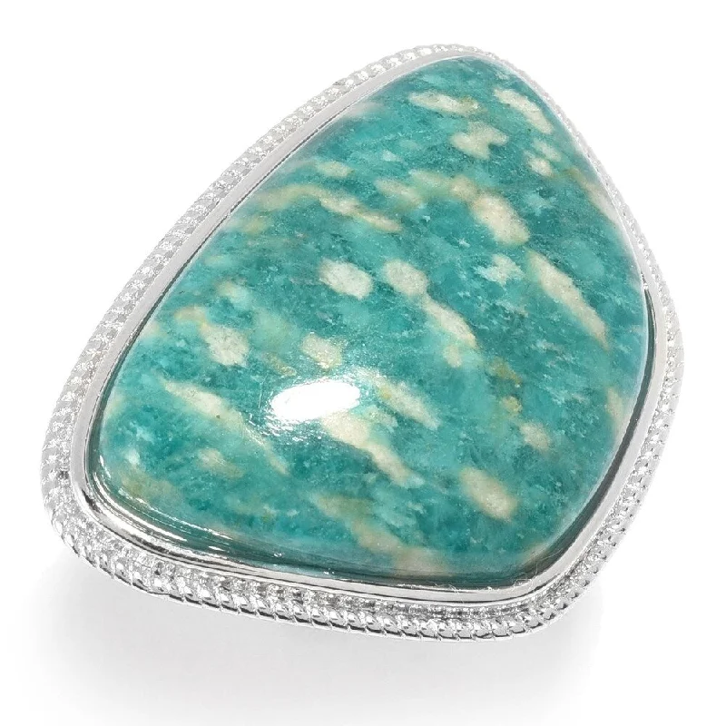 Sterling Silver 27 x 19mm Amazonite Ring