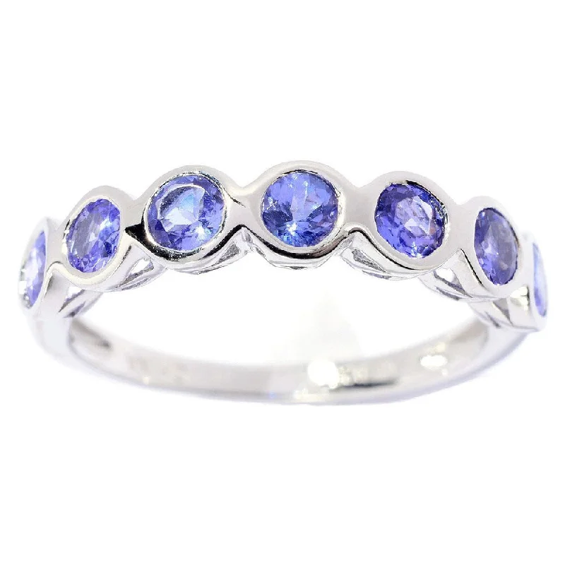 Sterling Silver 3mm Round Tanzanite 7-stone Ring