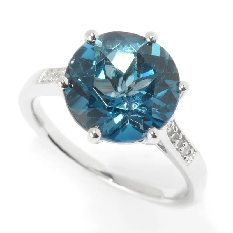 Sterling Silver 5.19ctw London Blue Topaz & White Topaz Ring