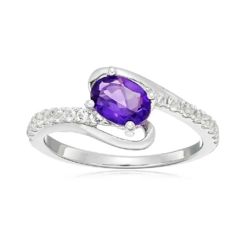 Sterling Silver African Amethyst and White Topaz Ring