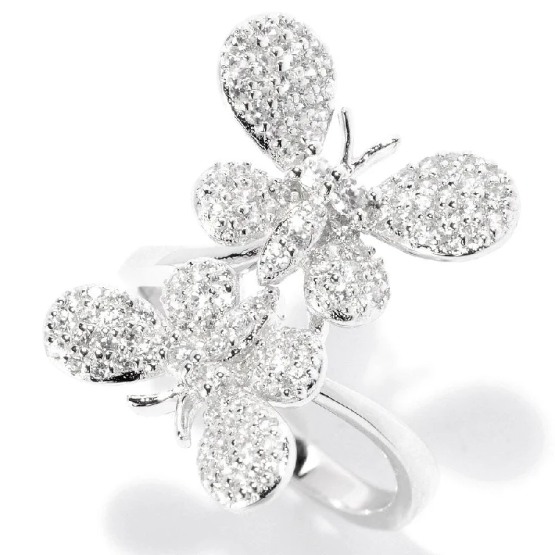 Sterling Silver White Zircon Butterfly Ring