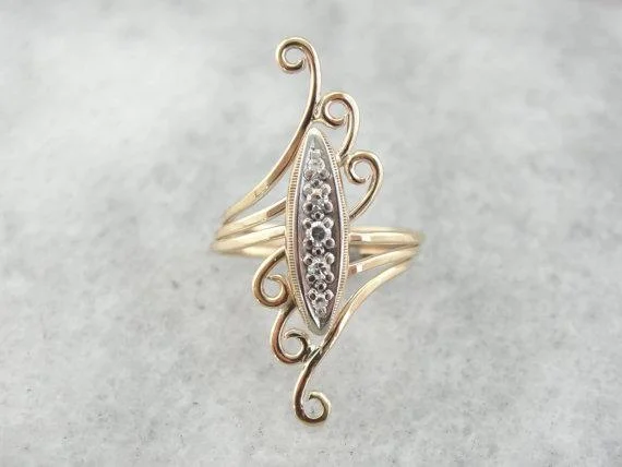 Swirling Double Winged Ladies Cocktail Ring