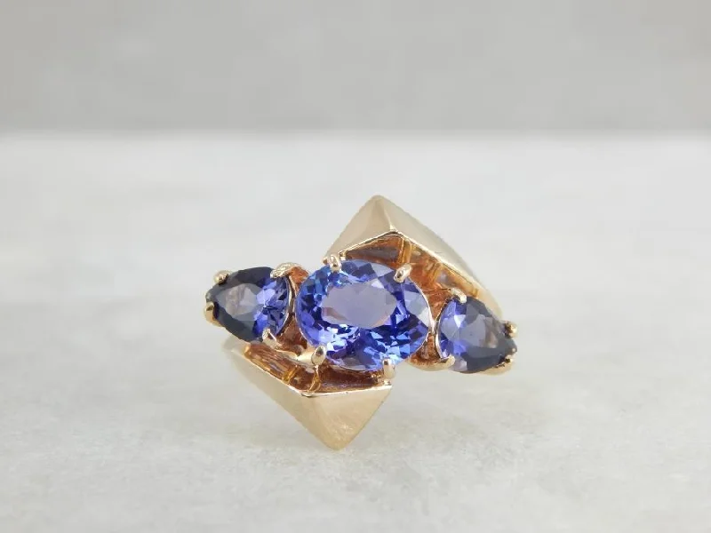 Urban Statement Cocktail Ring in Tanzanite and Iolite