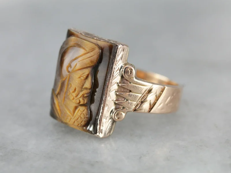 Victorian Tiger's Eye Cameo Ring