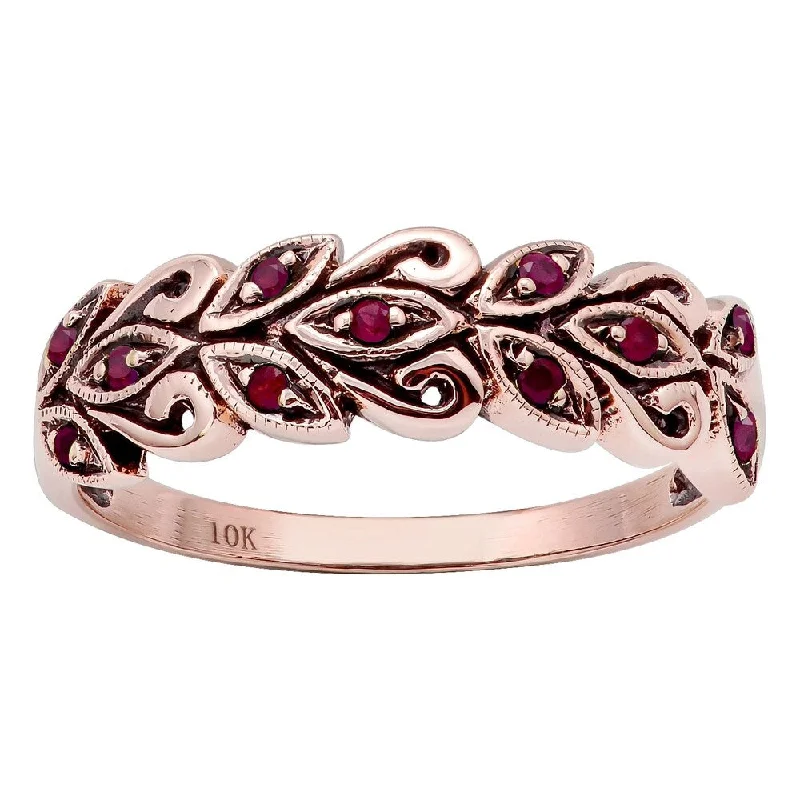 Viducci 10k Rose Gold Genuine Ruby Scroll Anniversary Ring