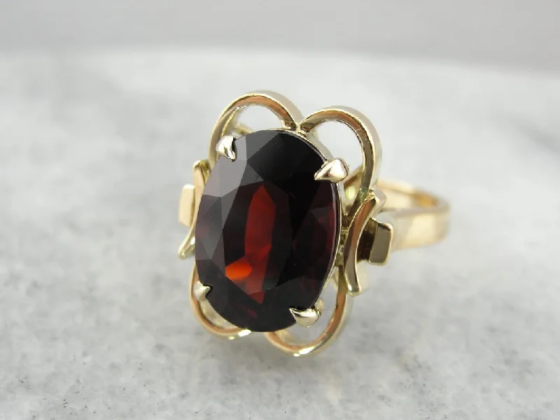 Vintage Pyrope Garnet Statement Ring in Yellow Gold