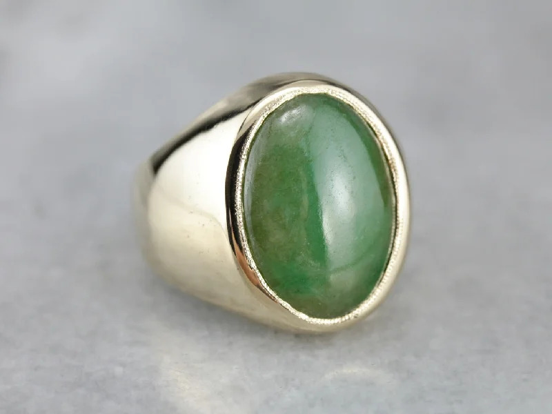 Vintage Men's Jadeite Ring in Yellow Gold