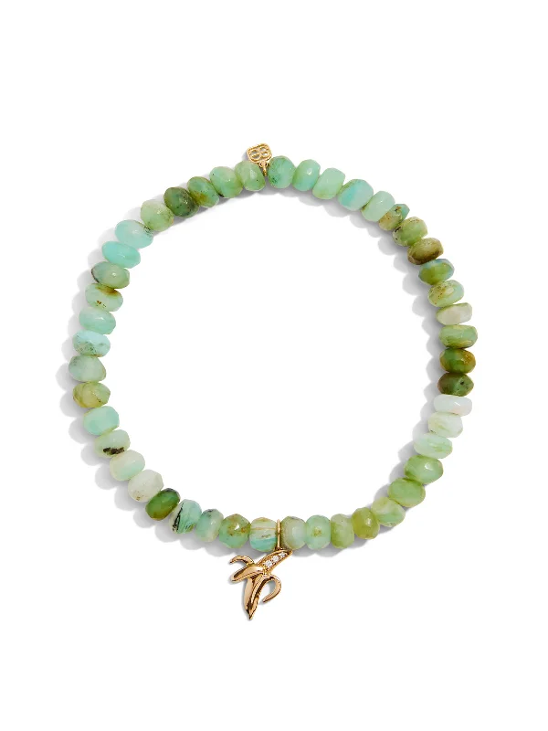 Banana Charm on Green Peruvian Opal Beaded Bracelet