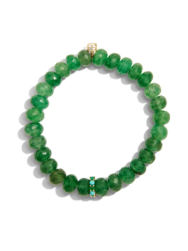 Cocktail Rondelle on Green Quartz Beaded Bracelet