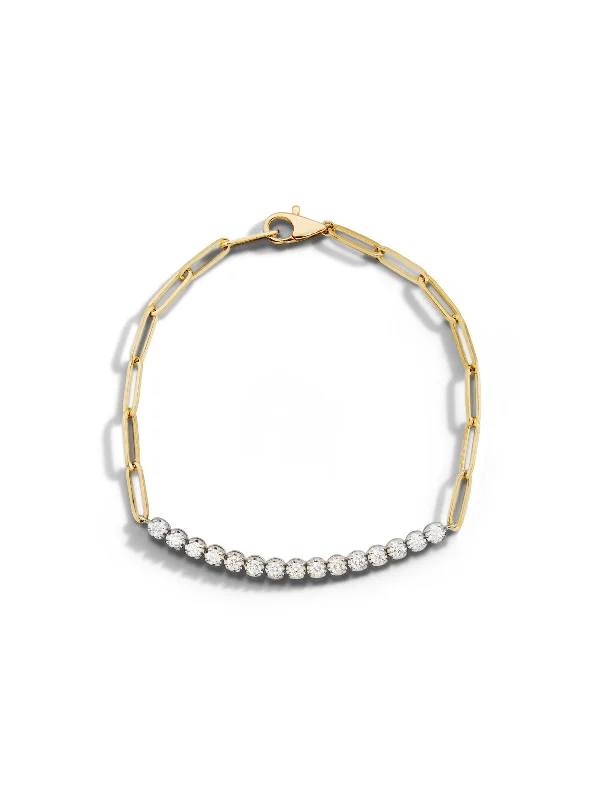 Diamond Paperclip Chain Yellow Gold Bracelet