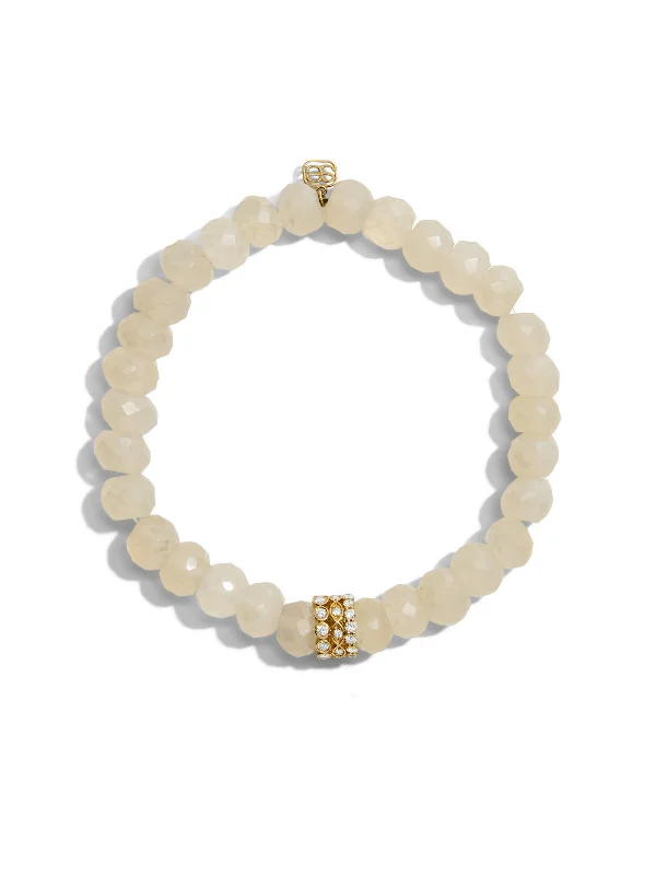 Diamond Trio Rondelle on Moonstone Beaded Bracelet