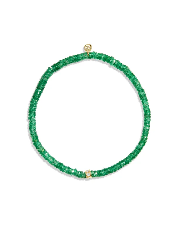 Diamond Wheel Bead on Green Adventurine Beaded Bracelet