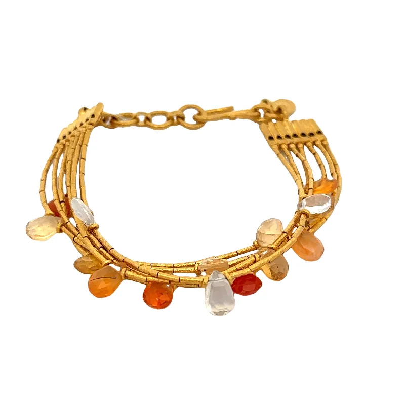 Gemstone Multistrand Bracelet in 23k Yellow Gold