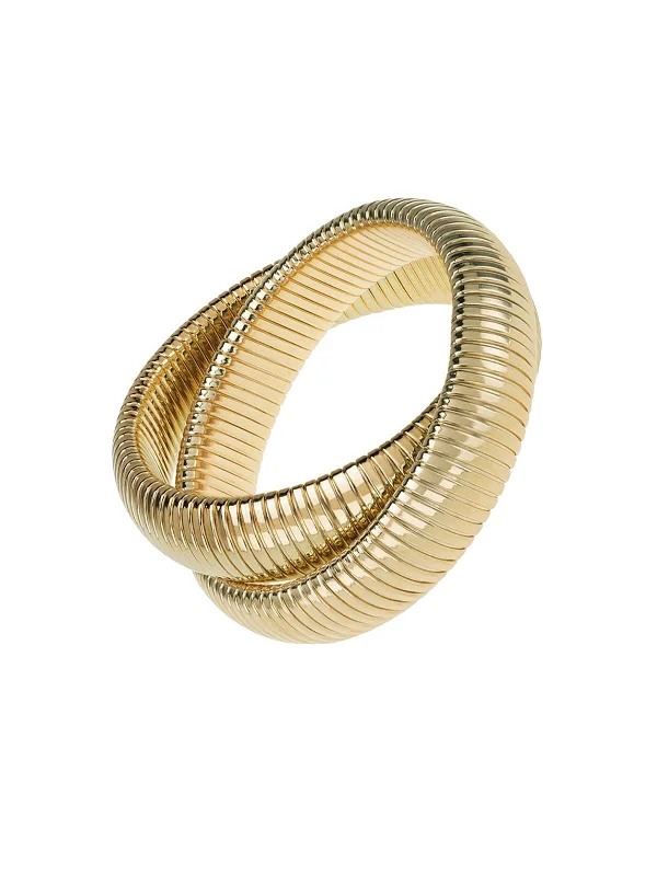 Large Yellow Gold Plated Double Cobra Bracelet